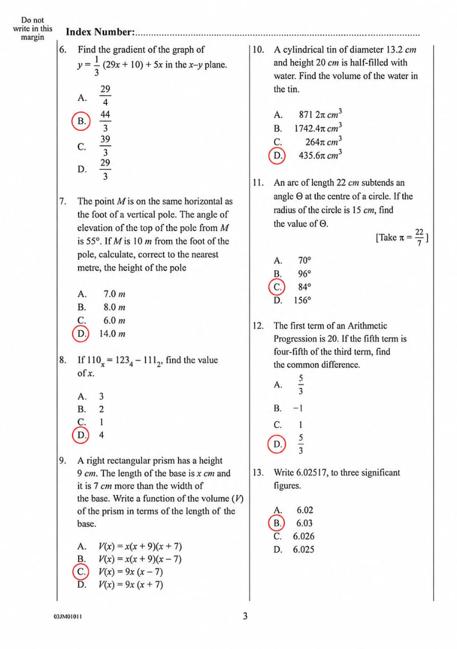 Waec 2026 Mathematics Questions and Answers