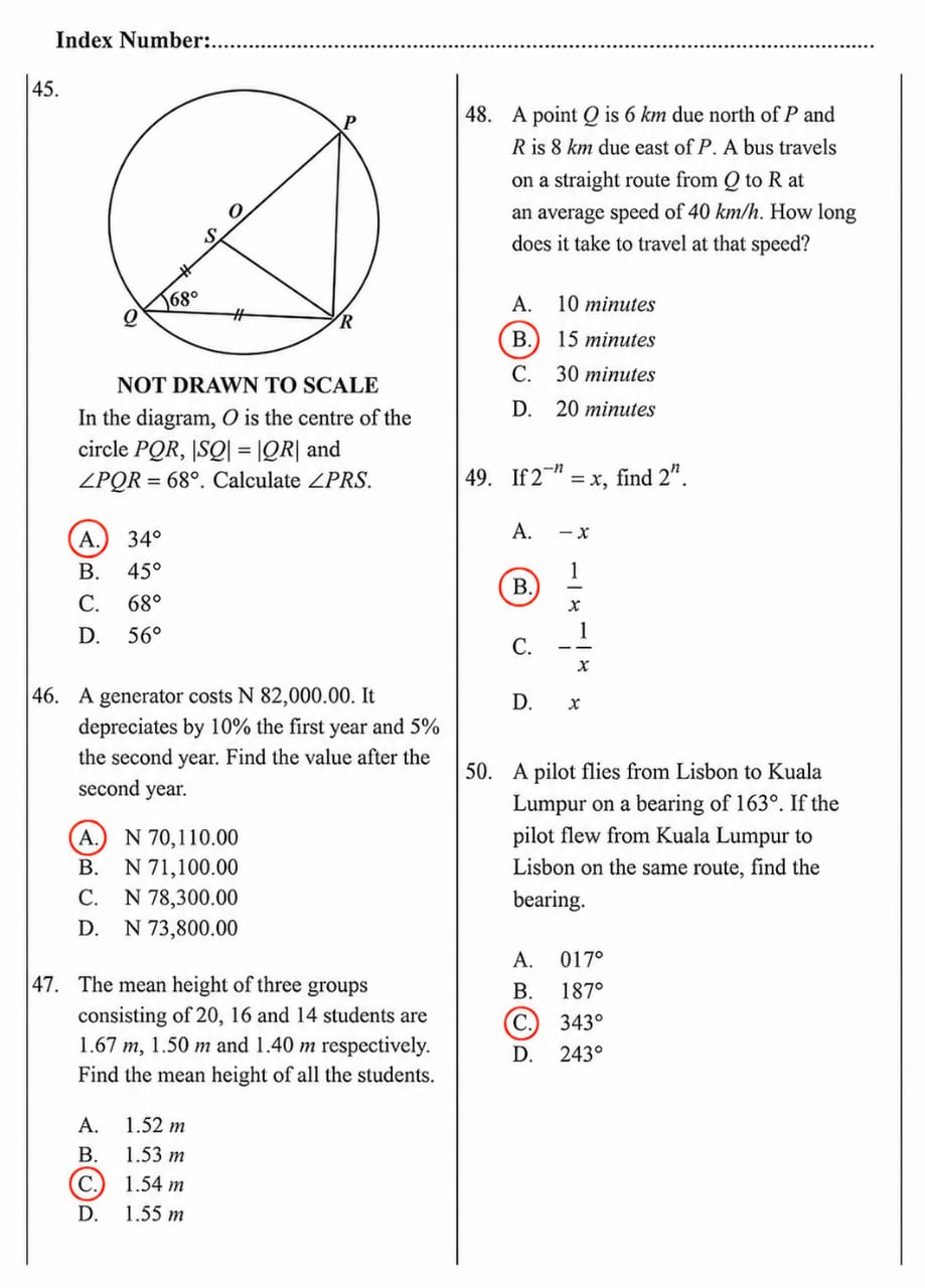 Waec 2026 Mathematics Questions and Answers