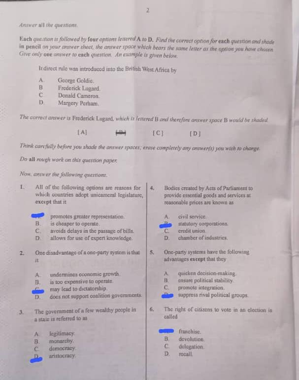 Waec Government Answers (Essay