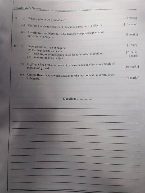 Waec 2026 Geography Questions and Answers