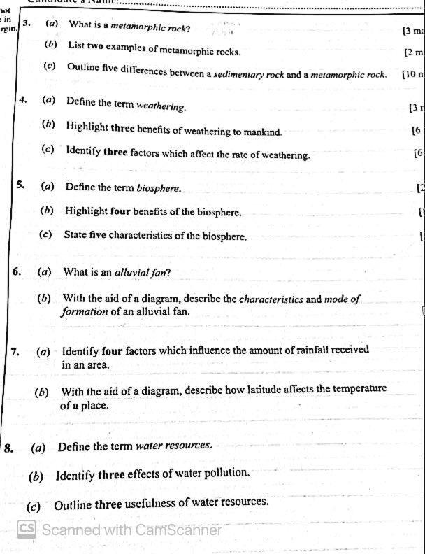Waec 2026 Geography Practical Answers