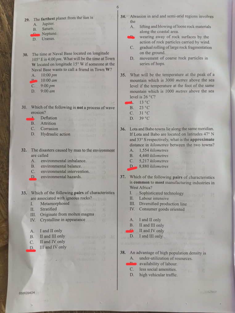 Waec 2026 Geography Questions and Answers