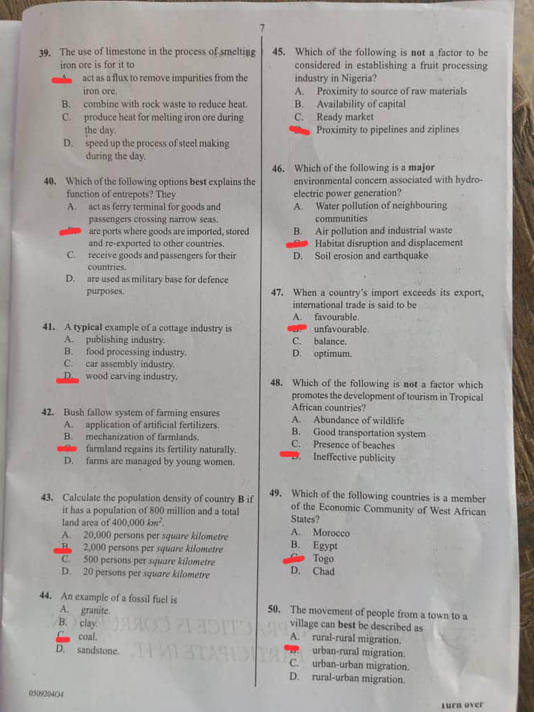 Waec 2026 Geography Questions and Answers