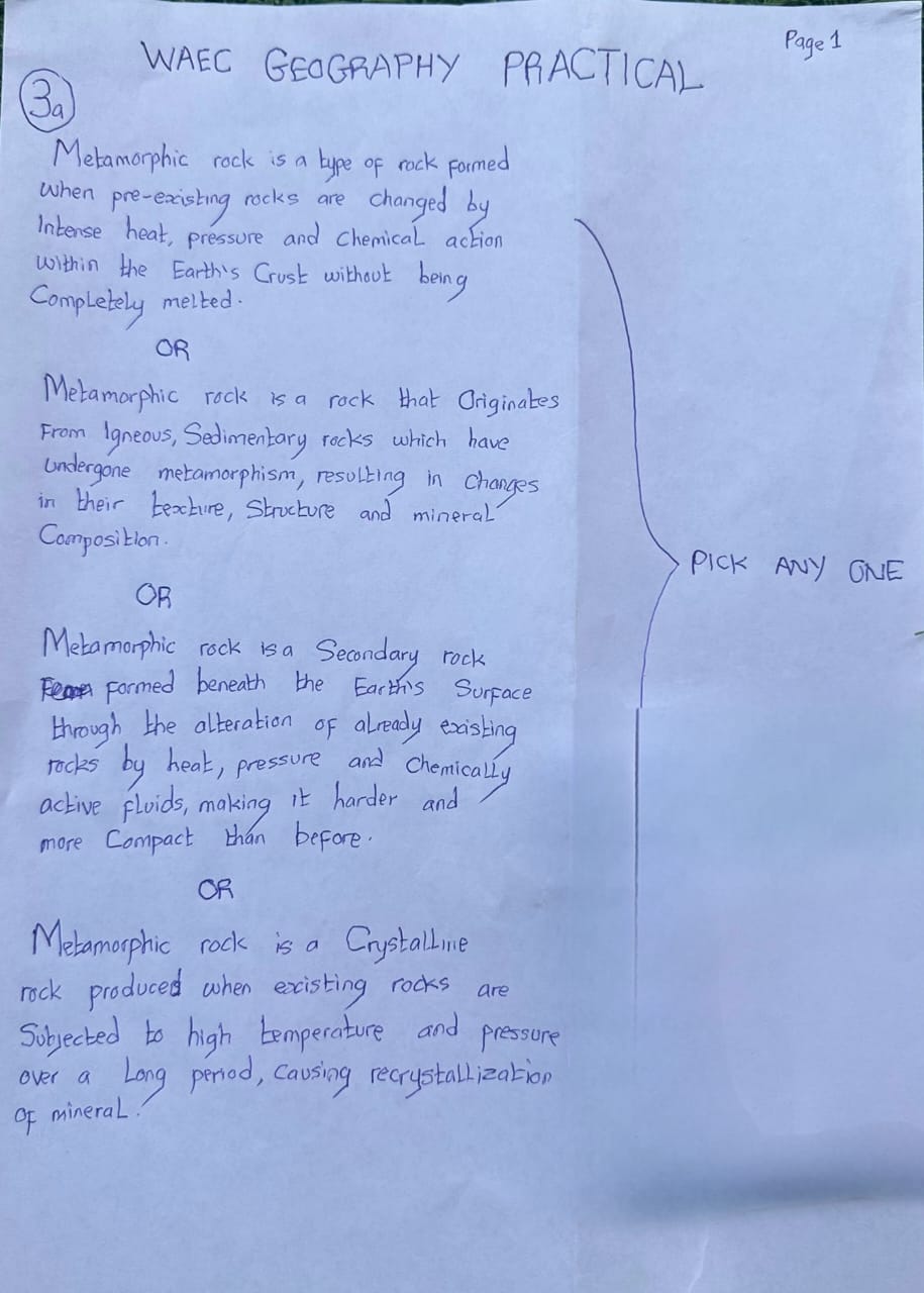 Waec 2026 Geography Practical Answers