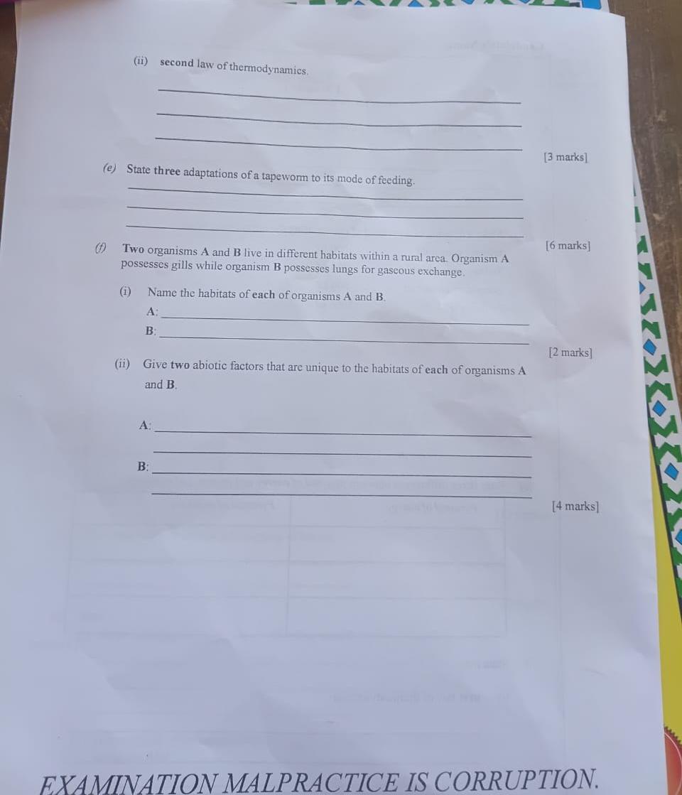 Waec 2026 Biology Questions and Answers