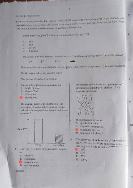 Waec 2026 Biology Questions and Answers