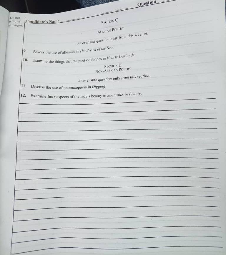 Waec 2026 Literature-In-English Answers