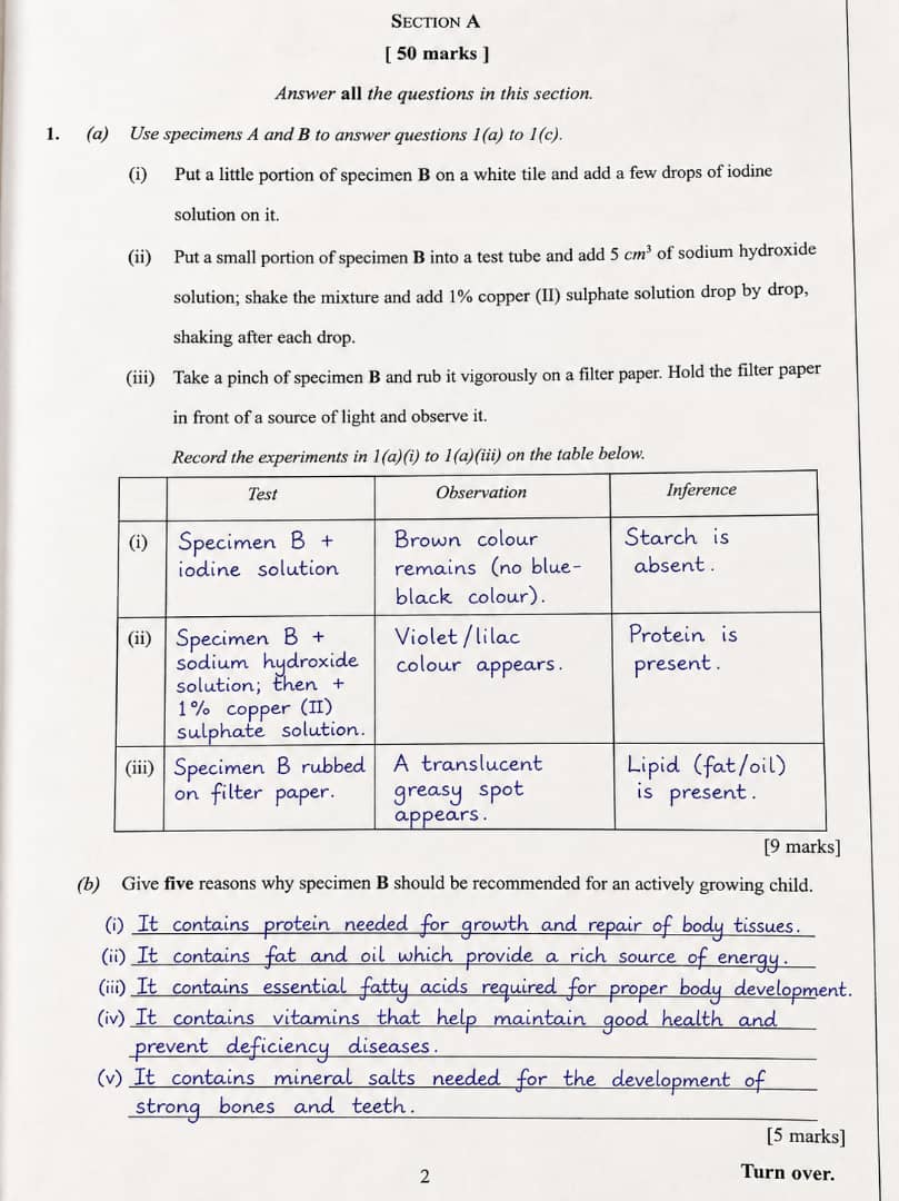 Waec Biology Practical Question Answers