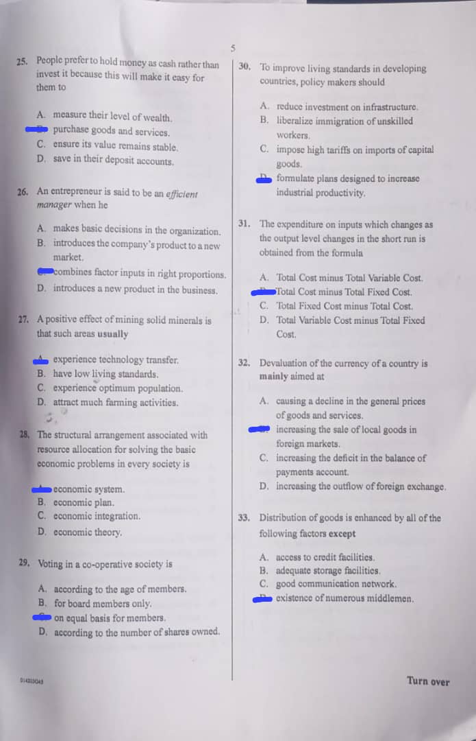 Waec 2026 Economics Questions and Answers