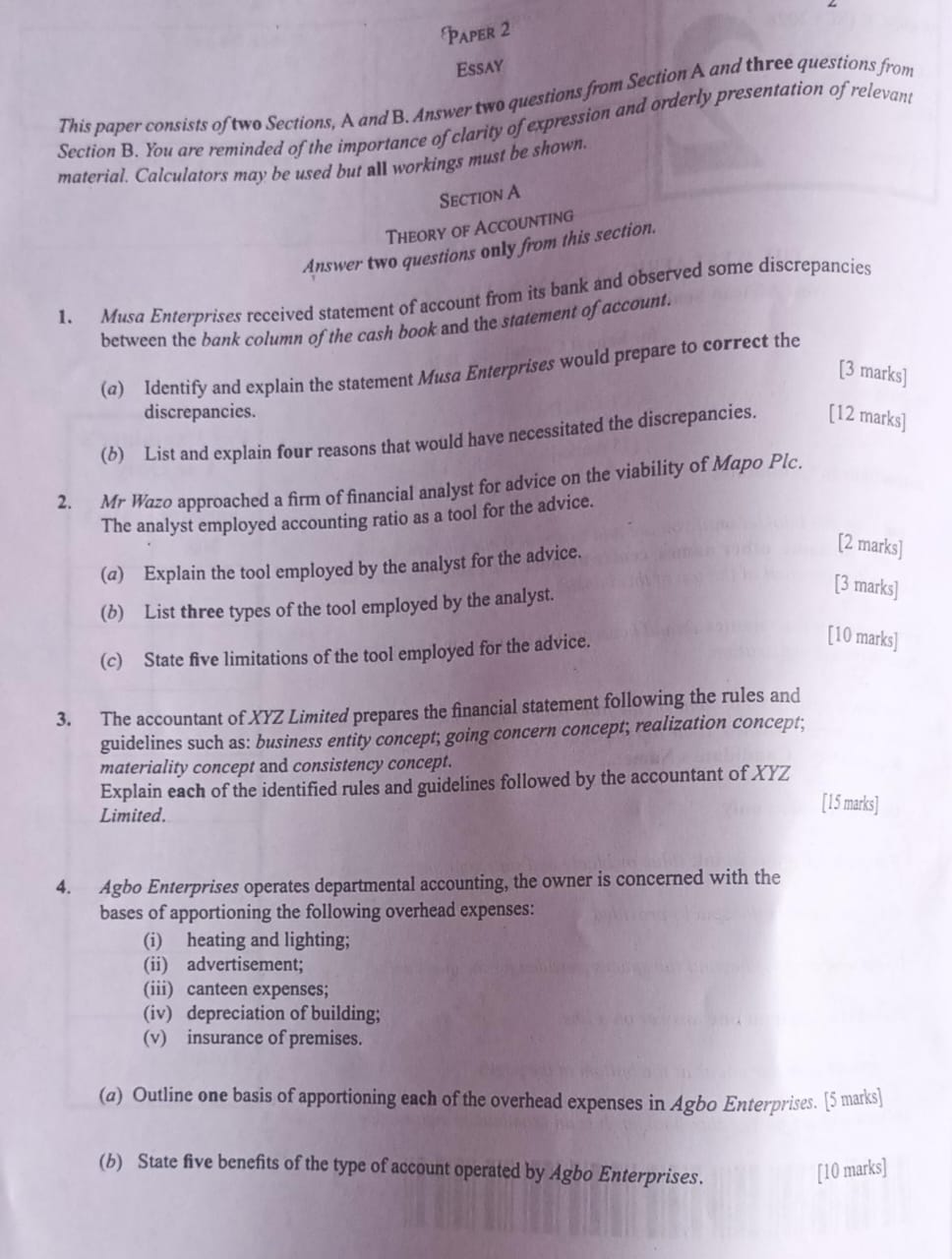 Waec 2026 Accounting Questions and Answers