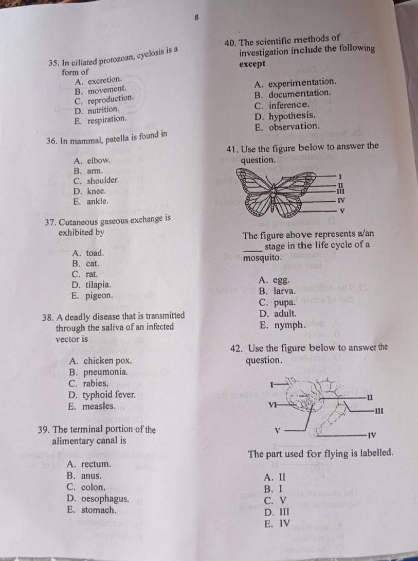 Neco Biology Questions and Answers