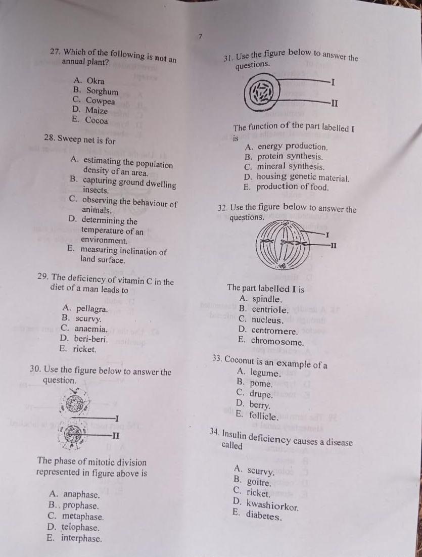 Neco Biology Questions and Answers