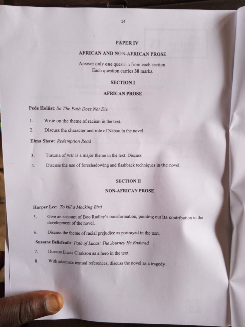 Neco 2026 Literature in English Answers