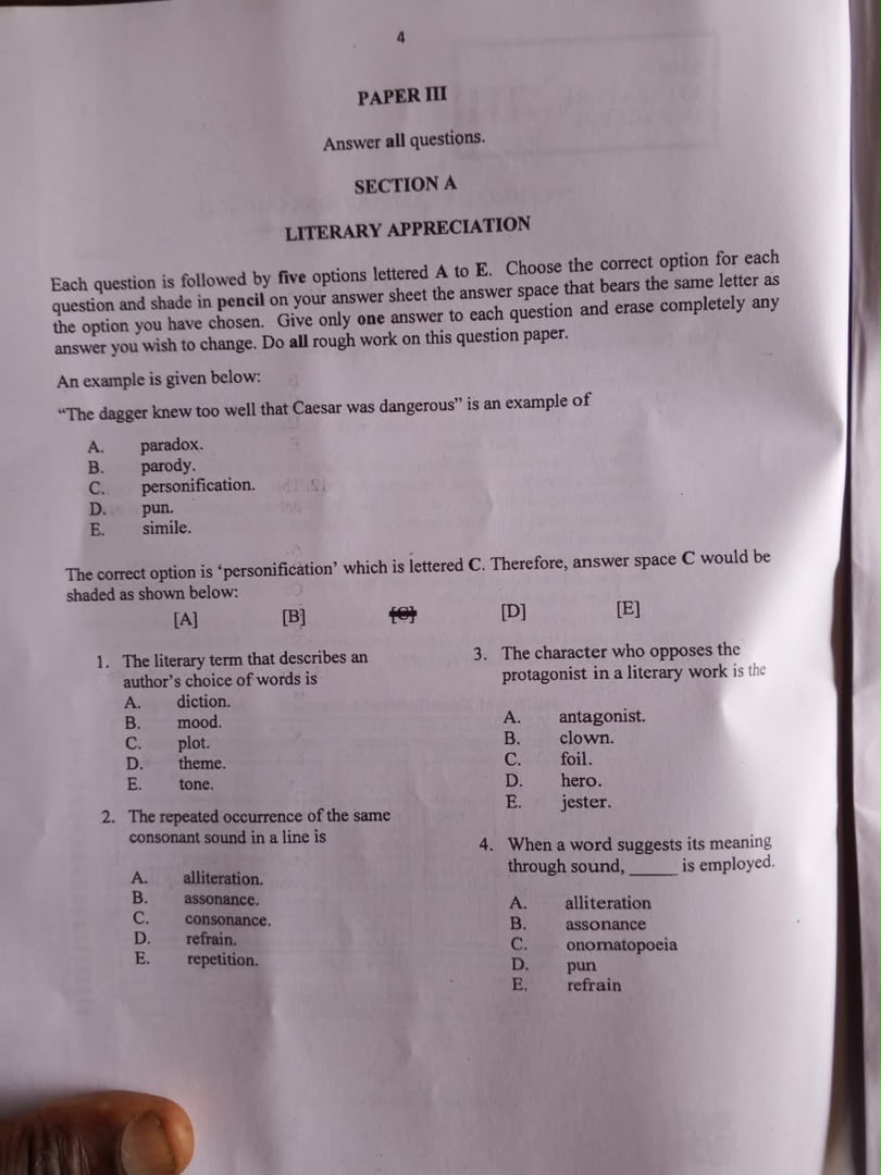 Neco 2026 Literature in English Answers